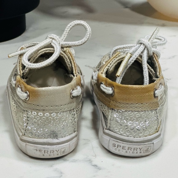 Sperry Top-Siders Crib Shoes- Silver Cheetah Print Size 2M - Picture 6 of 7